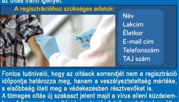 Regisztráljon a koronavírus elleni oltásra