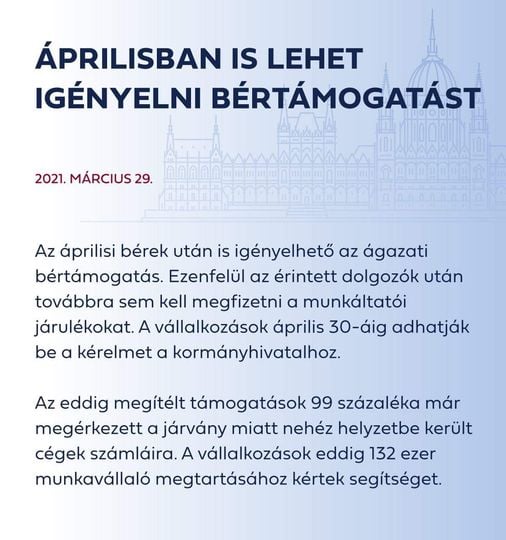 Áprilisban is lehet igényelni a bértámogatást