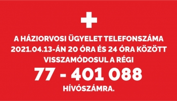 Háziorvosi Ügyelet FIGYELEMFELHÍVÁS!