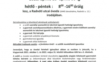 Óvodai, bölcsődei beiratkozás