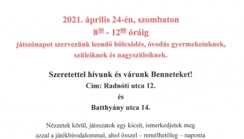 Játszónapot szervezünk gyermekeinknek