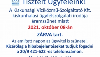 Kiskunsági Víziközmű hirdetmény