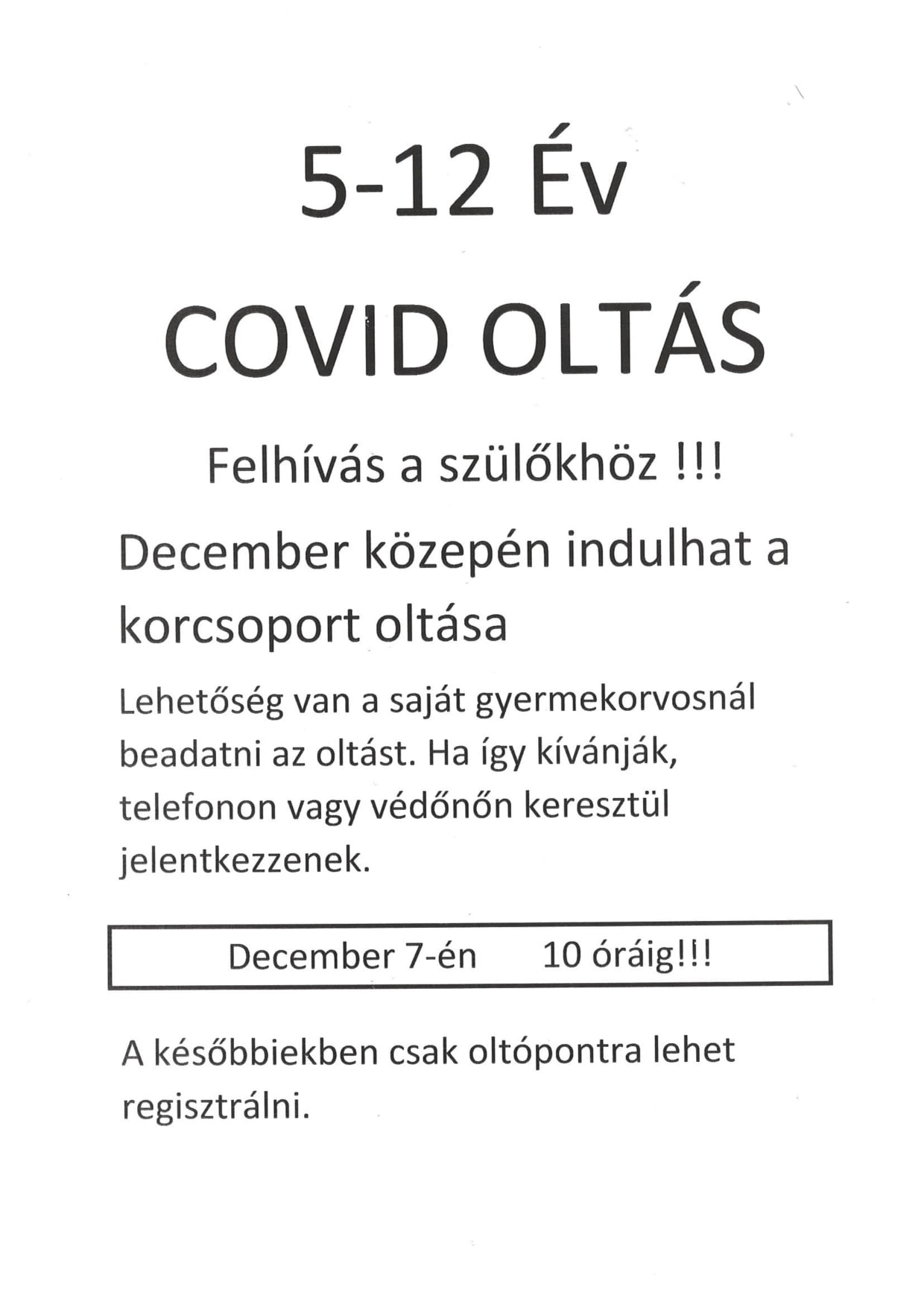 5-12 Év Covid Oltás