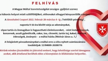 A Magyar Máltai Szeretetszolgálat gyűjtést szervez