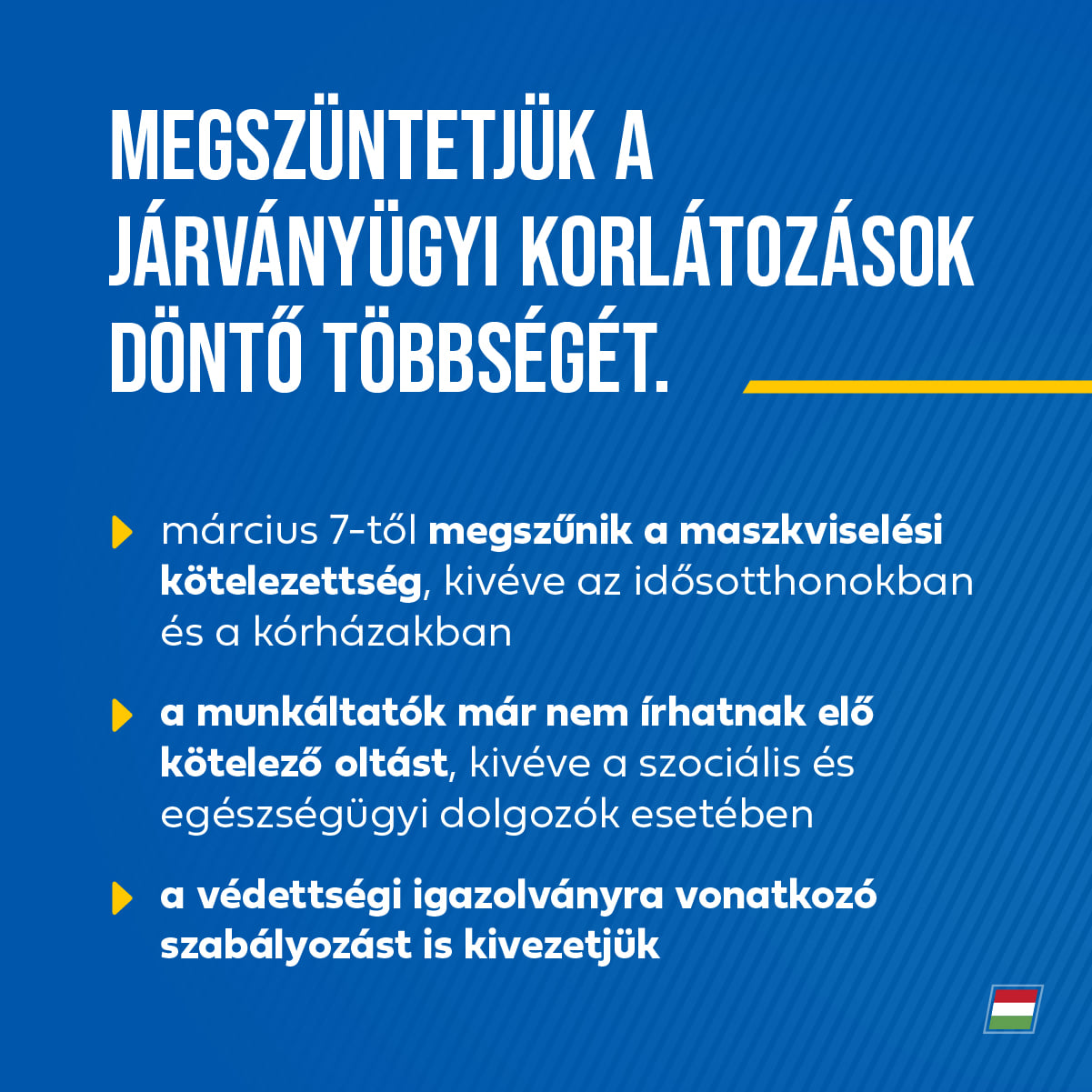 Járványügyi korlátozások megszűntetése