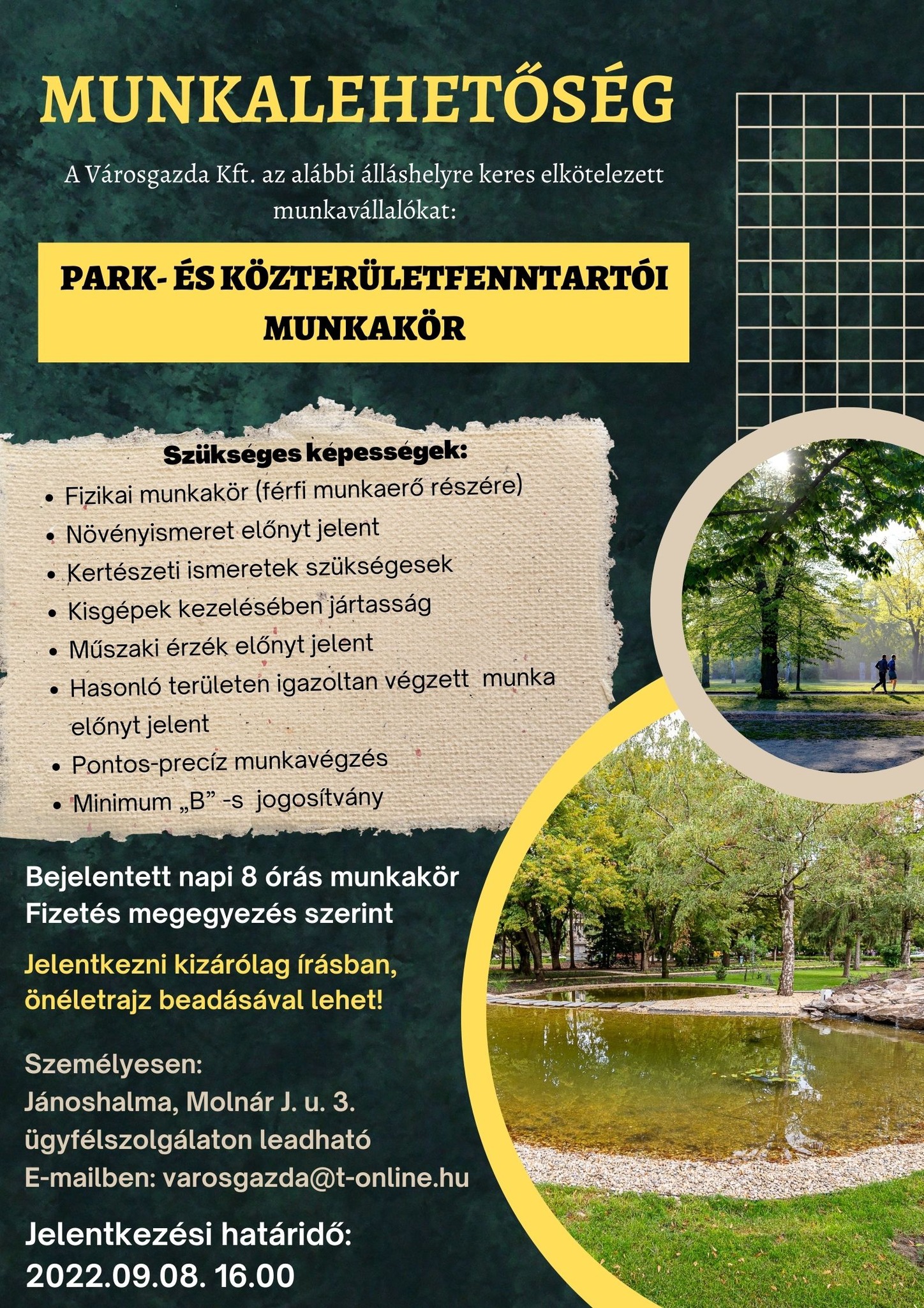 Munkalehetőség - Városgazda Kft.