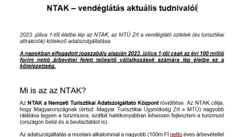 NTAK – vendéglátás aktuális tudnivalói