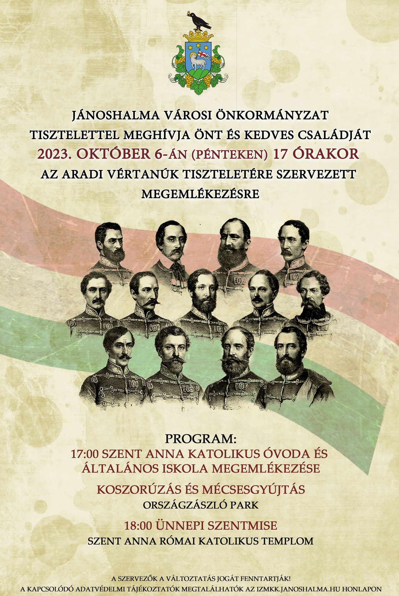 Aradi Vértanúk tiszteletére megemlékezés