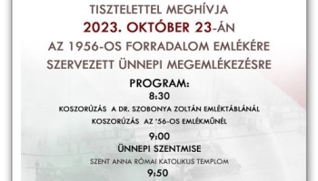 Meghívó - Ünnepi megemlékezés az 1956-os forradalom emlékére