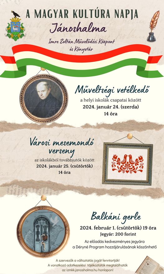 A Magyar Kultúra Napja - rendezvénysorozat lesz a városban