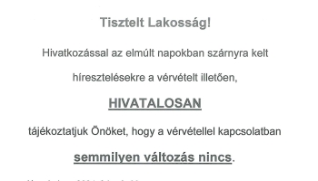 Tájékoztatás a vérvétellel kapcsolatban