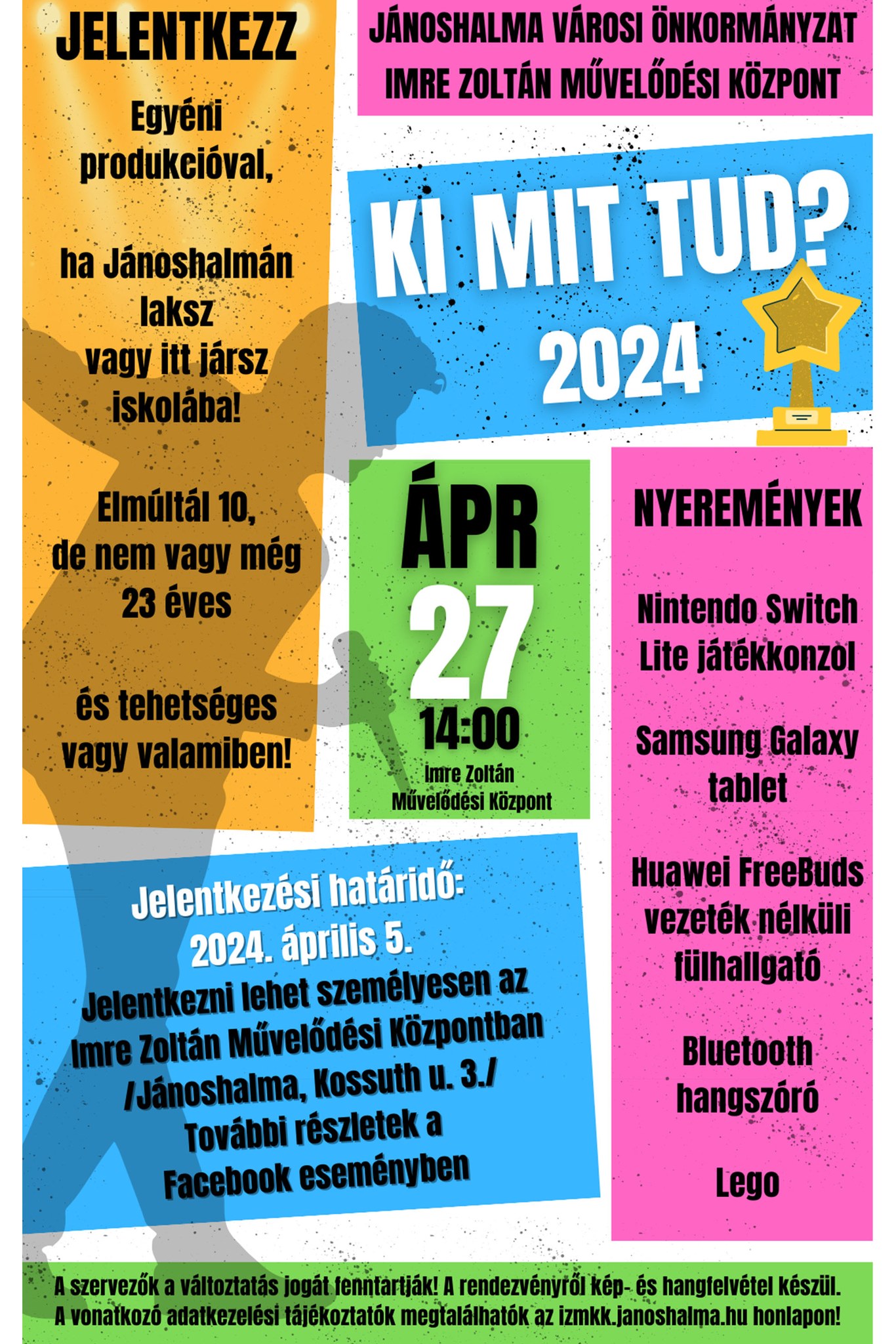 Jánoshalma Város Vetélkedője Ki Mit Tud?  2024. április 27. 14 óra