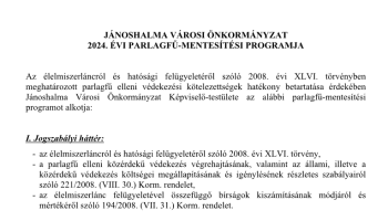 JÁNOSHALMA VÁROSI ÖNKORMÁNYZAT 2024. ÉVI PARLAGFŰ-MENTESÍTÉSI PROGRAMJA