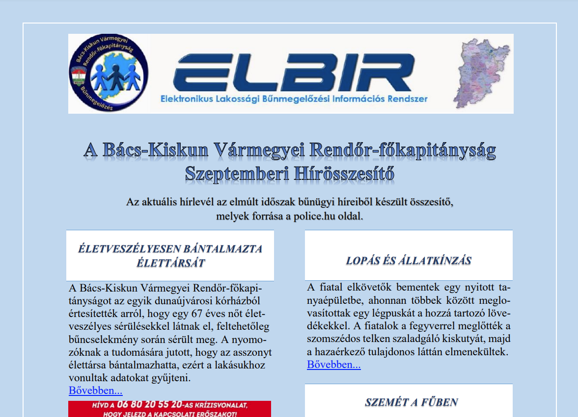 ELBIR - Szeptemberi hírösszesítő